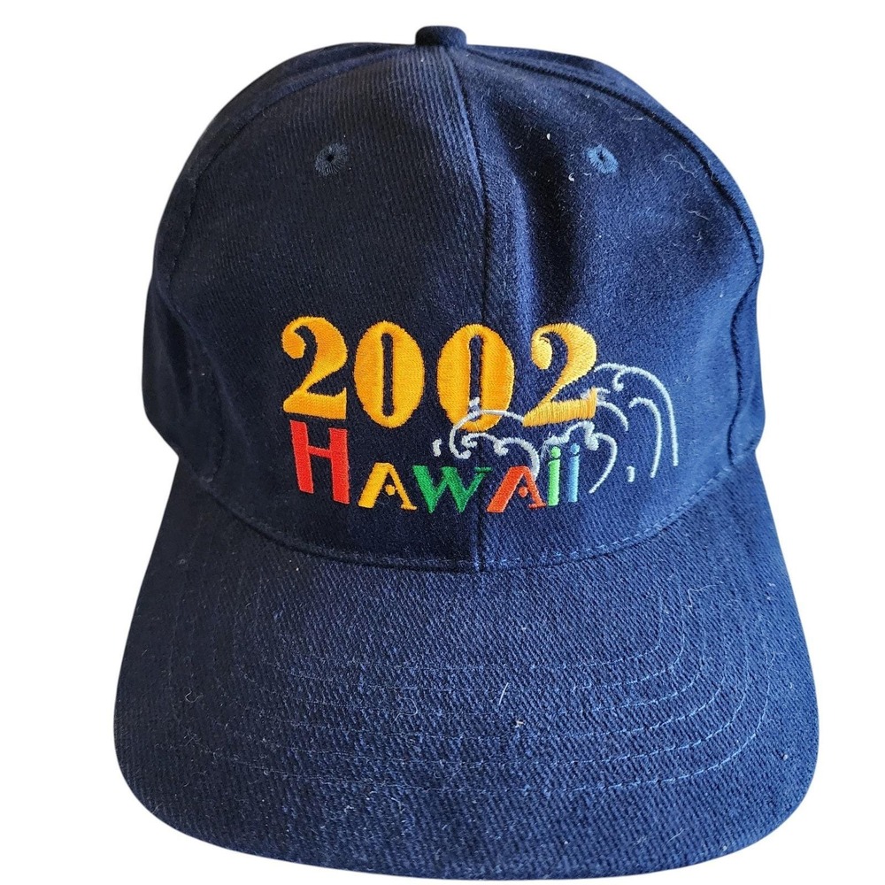 Vintage 2002 Hawaii Souvenir Embroidered Navy Strapback Hat